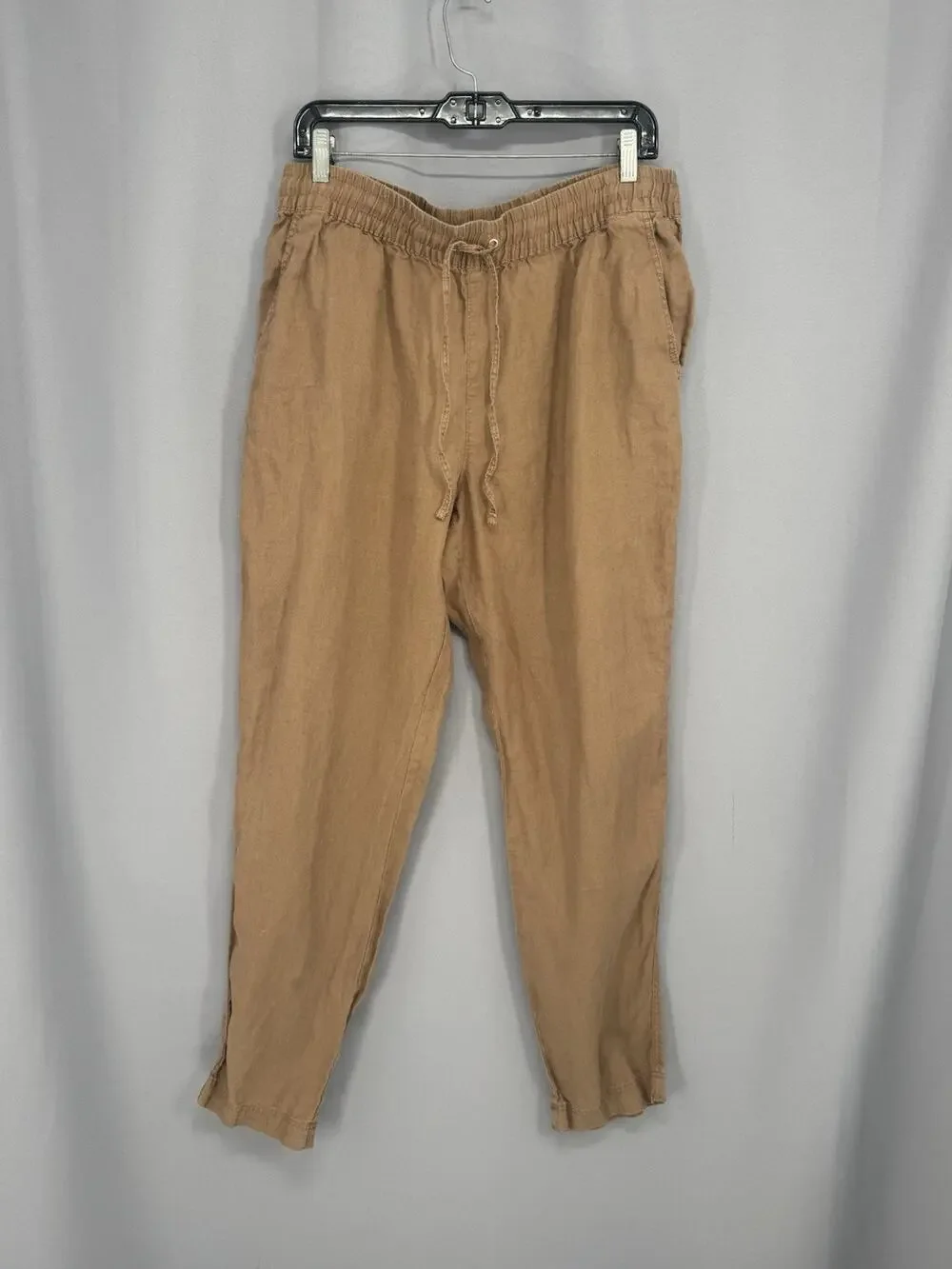 H&M Linen Pants Mens Size Large Slim Fit Natural Brown Vacation Cruise Resort